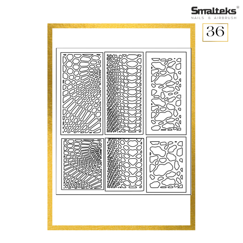 Plantilla para aerografía y diseño de uñas Smalteks 36